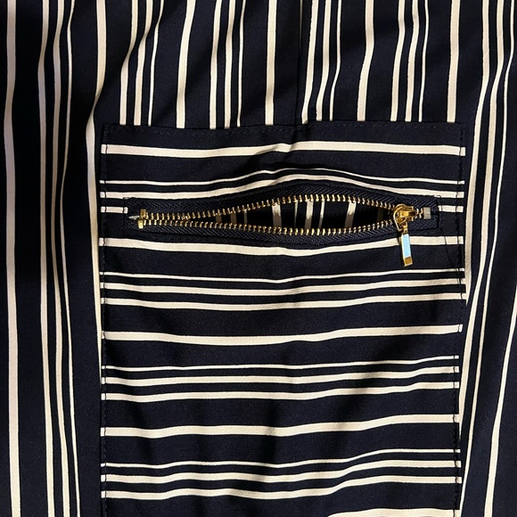 Robert Louis Striped Cargo Pants in Navy and White - Picture 6 of 8